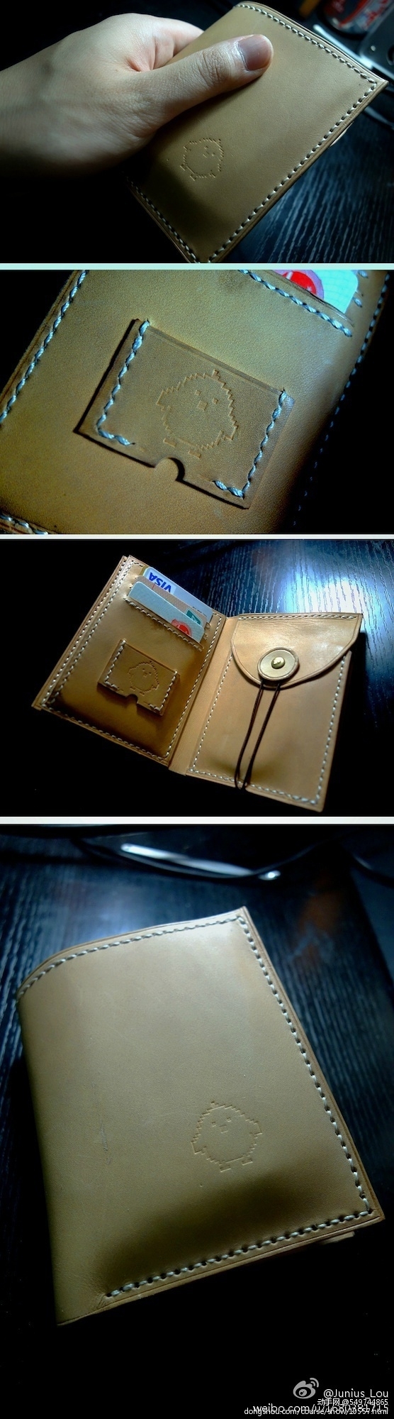 先来几张整体图片（因为钱包的零钱袋改版过一次，皮子有点皱了····版型看着像是两个钱包，其实只有一个啦）
