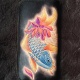 皮雕彩染纹身鲤鱼镶嵌鱼皮拉链手拿包